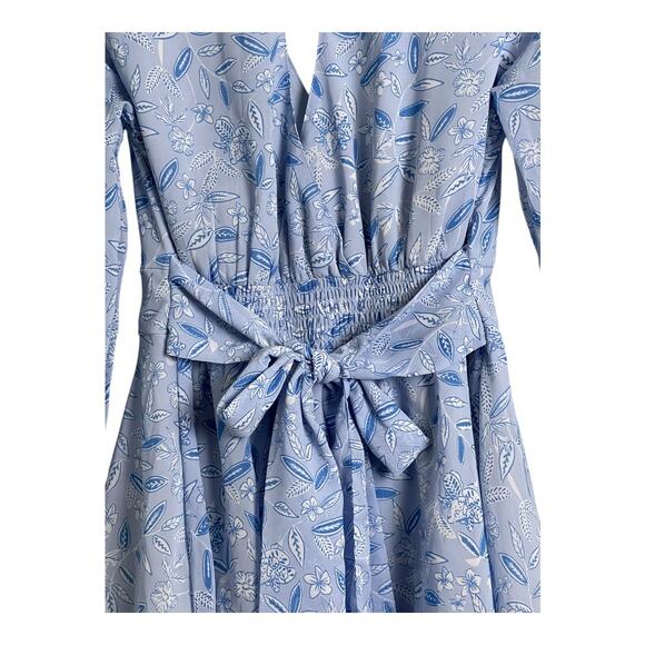 Japna Blue Floral Womens Jumpsuit Romper Playsuit M Medium Ruffled Belted - Picture 6 of 6